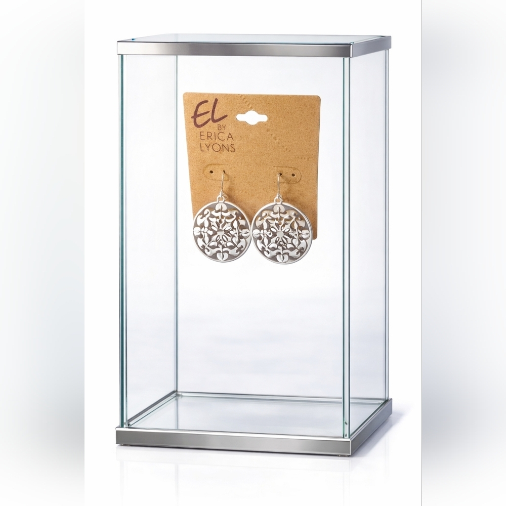 Erica Lyons silver dangly circle earrings